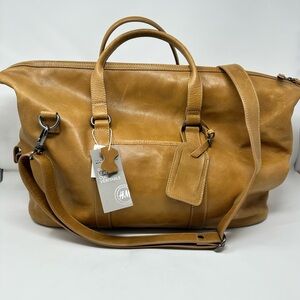 H&M Brown REAL Leather Weekend Duffel Bag